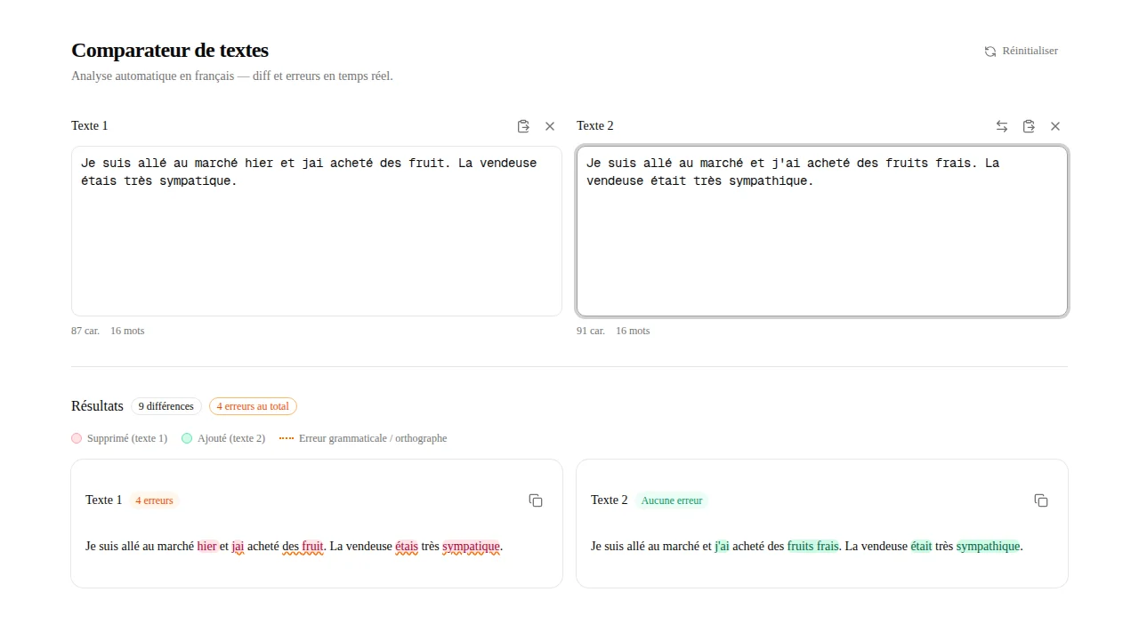Aperçu de TextDiff